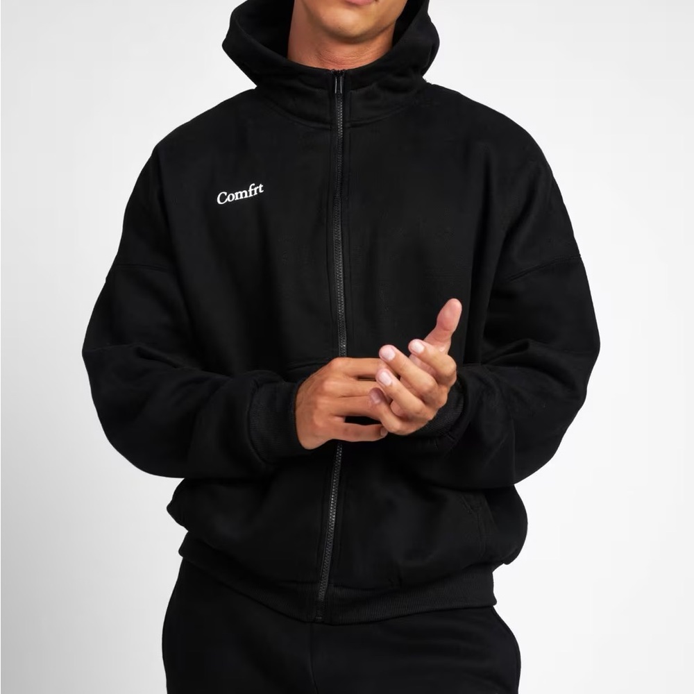 Comftr Black Full-Zip Hooded Sweatshirt